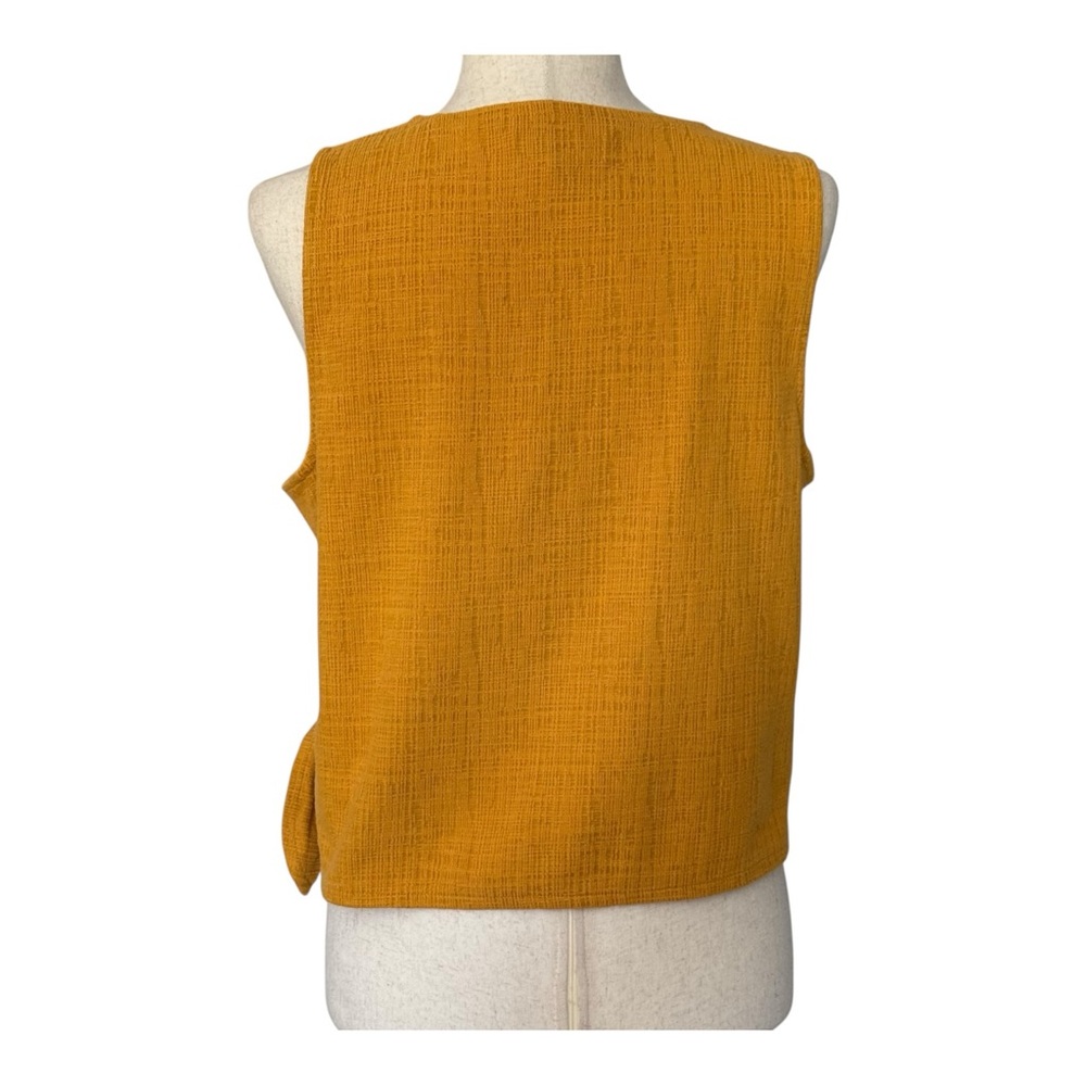 Madewell Texture & Thread Sleeveless Wrap Tie Top Mustard Yellow Linen Blend L - Picture 4 of 9